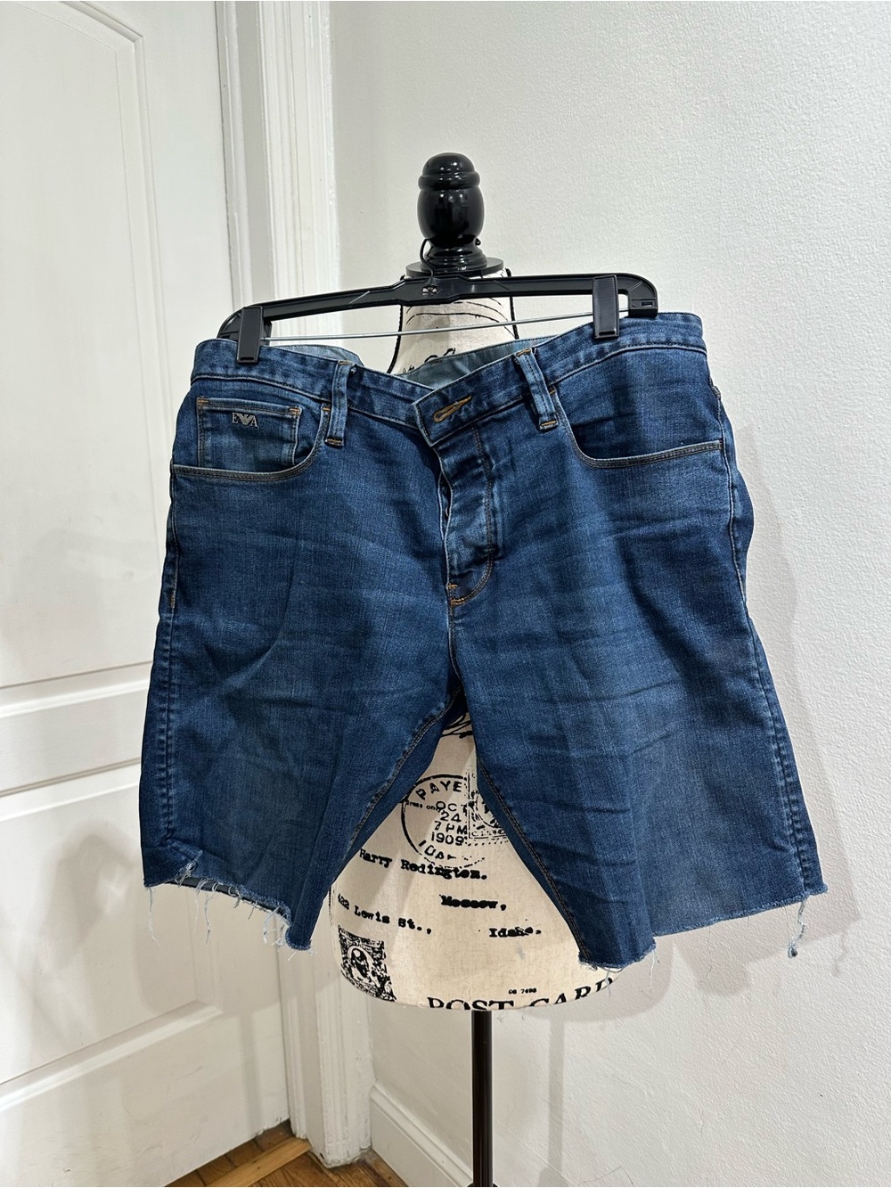 Emporio Armani Indigo Blue Denim Cutoff Shorts